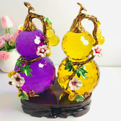 Five Blessings Amethyst Gourd Ornament — Wealth & Luck Home Gift