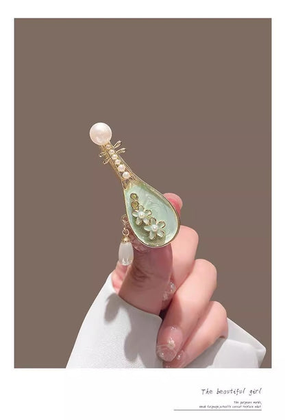 Rose Pipa Hair Clip Chinese Style Side Bang Clip Vintage Hairpin