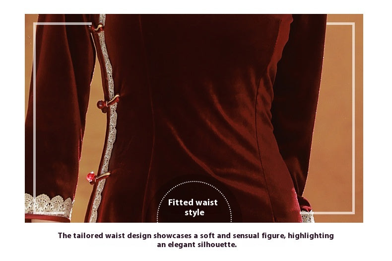 Autumn Winter Mid-Sleeve Qipao – Mother’s Toast Dress