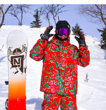 Northeast Large Floral Cotton Jacket Fleece Lined Warm Winter Coat