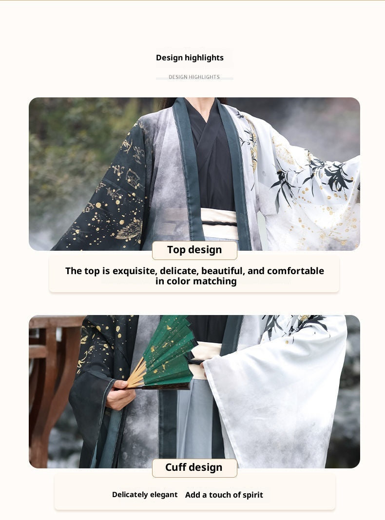 Unisex Jin Dynasty Hanfu Cross Collar Top Daily Wear Ancient Style