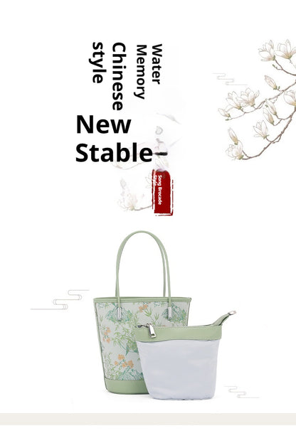 Song Brocade Silk Bucket Bag New Chinese Style Shoulder Crossbody Bag for Women