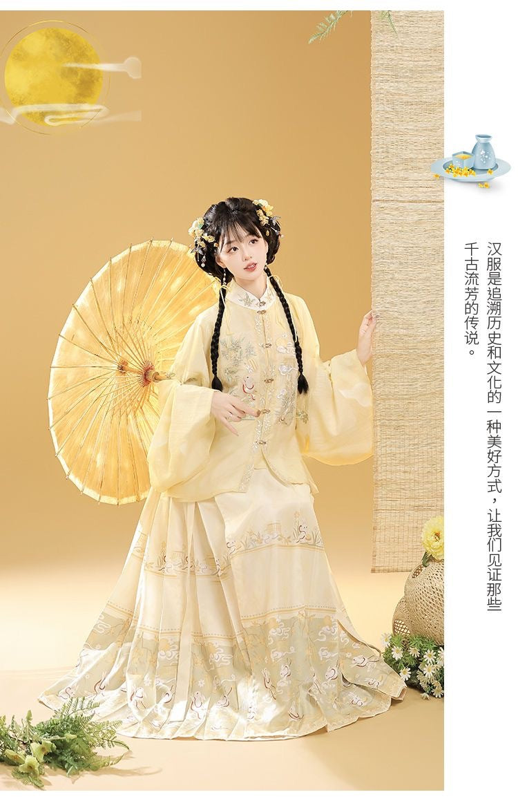 Trees of Sea 2025 New Ming Hanfu Set Stand Collar Embroidered Horse Face Skirt