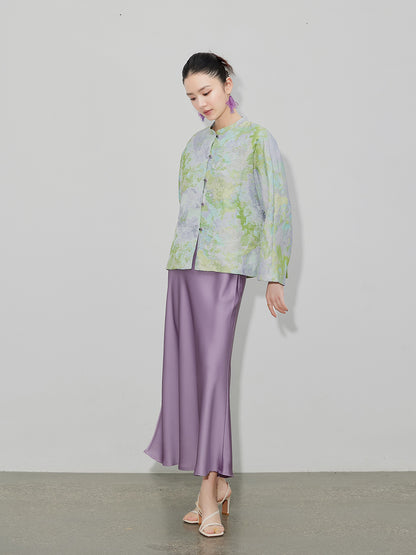 Purple Gradient Jacquard Shirt Jacket for Women