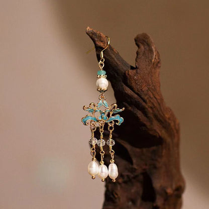 Ancient Style Ear Hooks | Elegant Chinese Style Ma Face Skirt Earrings for Women