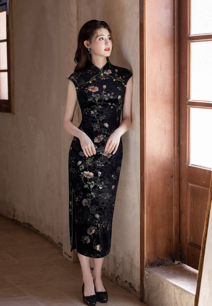 New Chinese Style Cheongsam – Blue Elegant Daily Dress