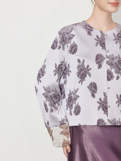 High-End Stylish Satin Jacquard Jacket for Women