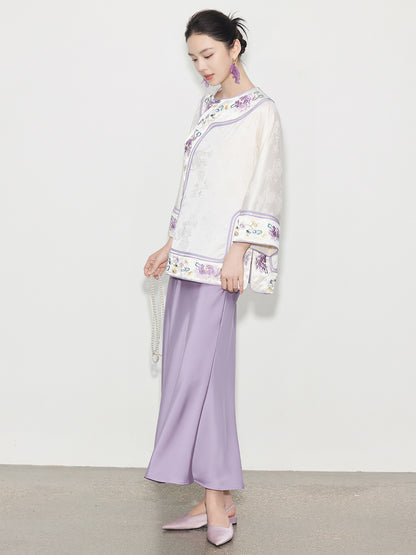 Chinese Style Jacquard Embroidery Coat for Women