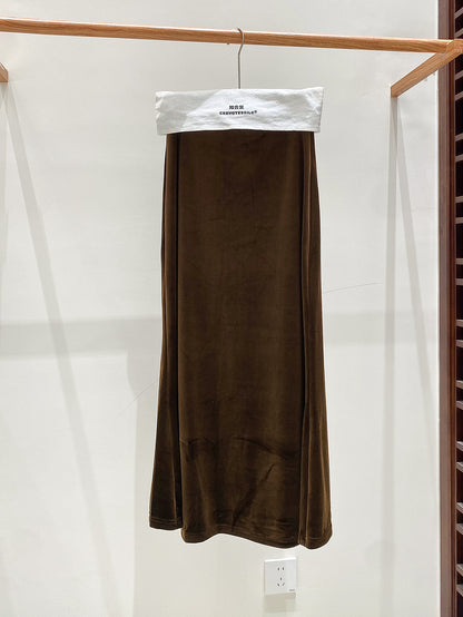 Autumn High-Waist Velvet Mermaid Skirt for Women