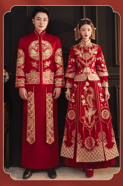 Xiuhe Wedding Dress Bride Slim Fit Chinese Wedding Couple Set