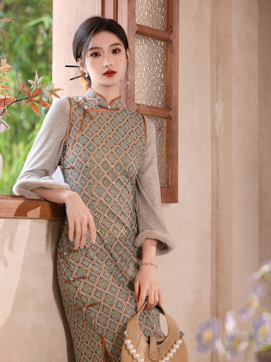 Improved New Chinese Style Qipao – Daily Elegant Winter Dress