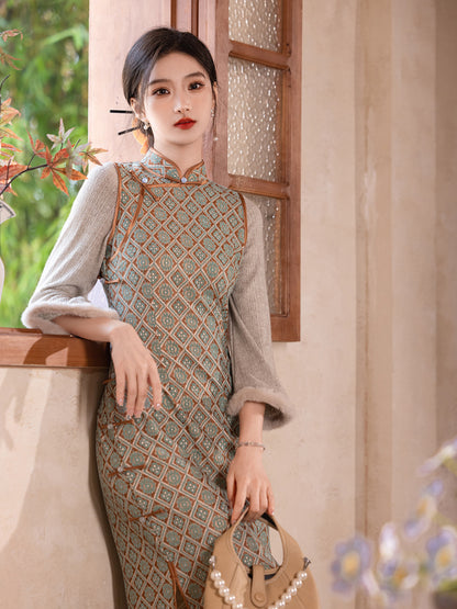 Improved New Chinese Style Qipao – Daily Elegant Winter Dress