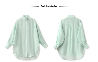 Autumn Button-Up Stand Collar National Style Top & Skirt Set