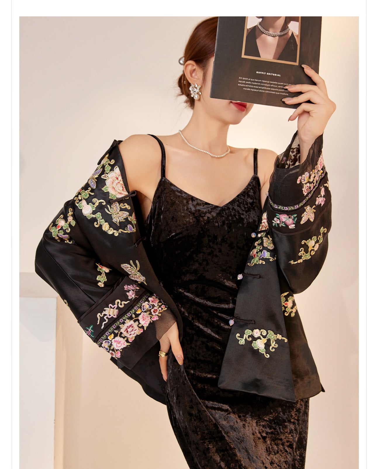 2026 Autumn New Chinese Style Printed Embroidered Acetate Coat for Women