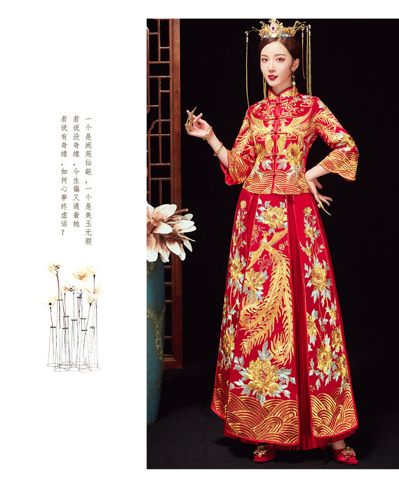 Xiuhe Wedding Dress Bride Plus Size Dragon Phoenix Gown Set