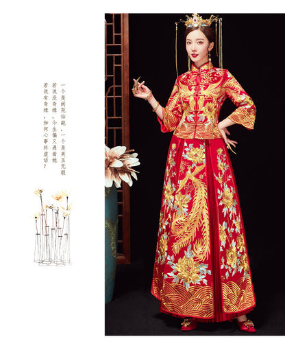 Xiuhe Wedding Dress Bride Plus Size Dragon Phoenix Gown Set