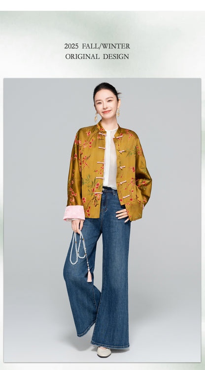 Old Money Style Printed Tang Jacket for Women