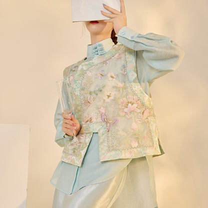 Embroidered Mulberry Silk Vest – New Chinese Style Women's Top