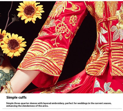 Xiuhe Wedding Dress Bride Plus Size Dragon Phoenix Gown Set