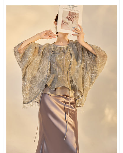 Elegant National Style Jacquard Beaded Embroidery Women's Set