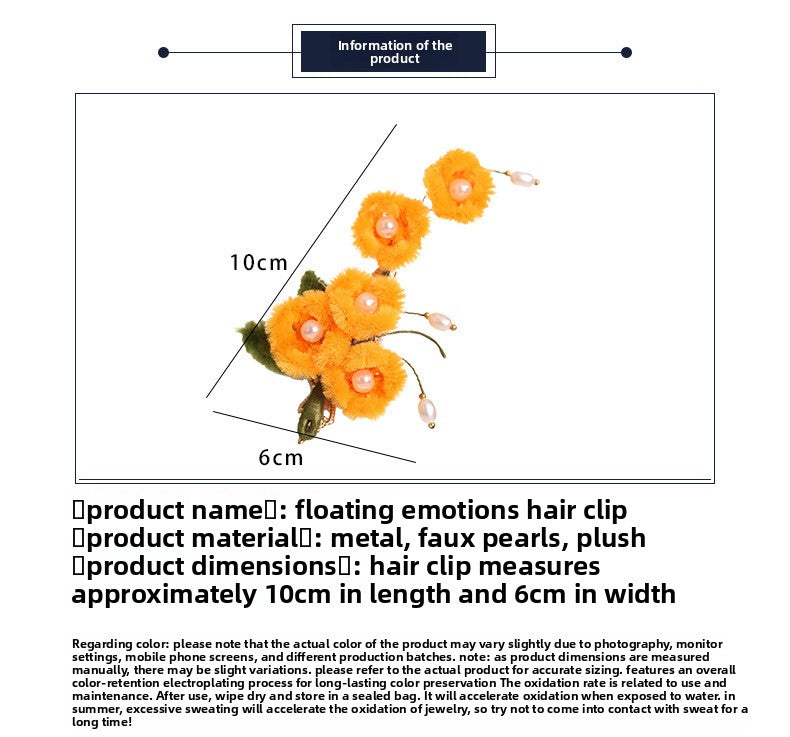 Hanfu Hairpin Osmanthus Clip Side Hair Accessory Chinese Vintage Autumn Winter