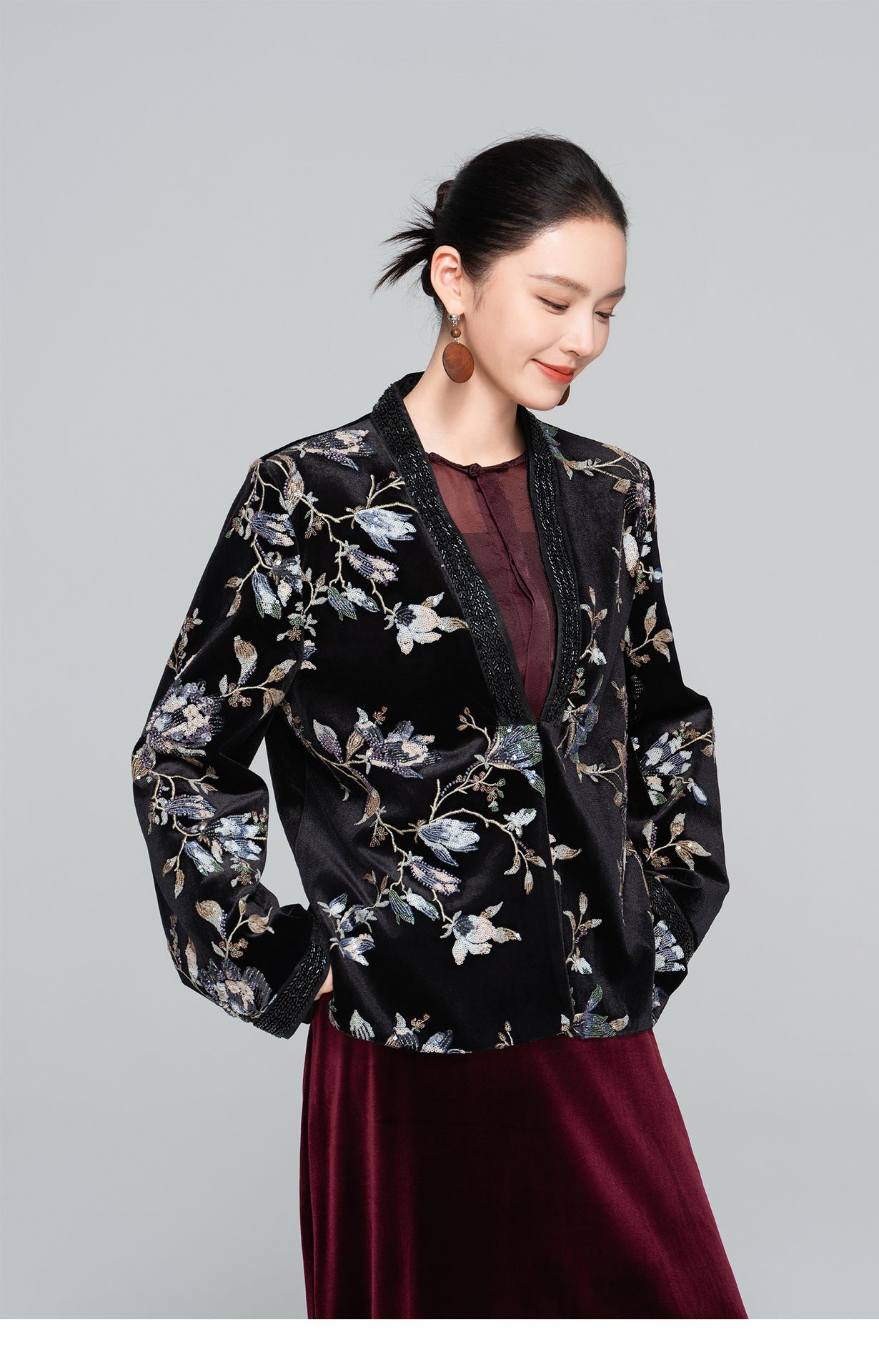 Elegant Loose Retro Sequin Jacket for Women