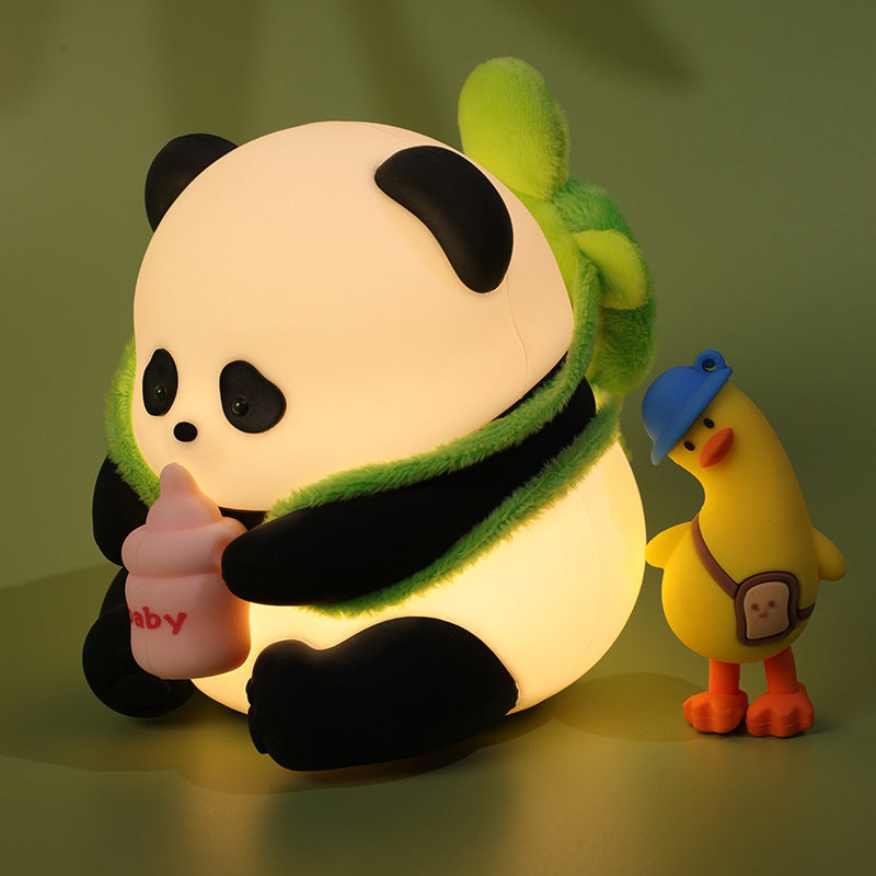 Panda Baby Bottle Night Light Silicone Rechargeable Bedside Lamp