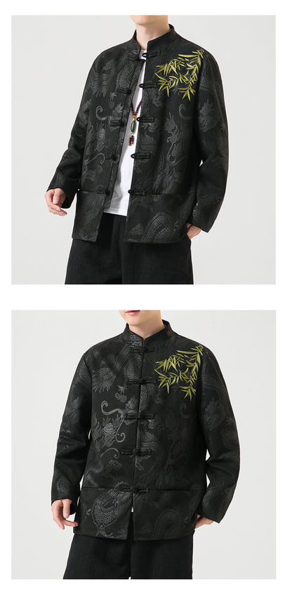 Mens Chinese Tang Suit Retro Hanfu Loose Plus Size Velvet Coat