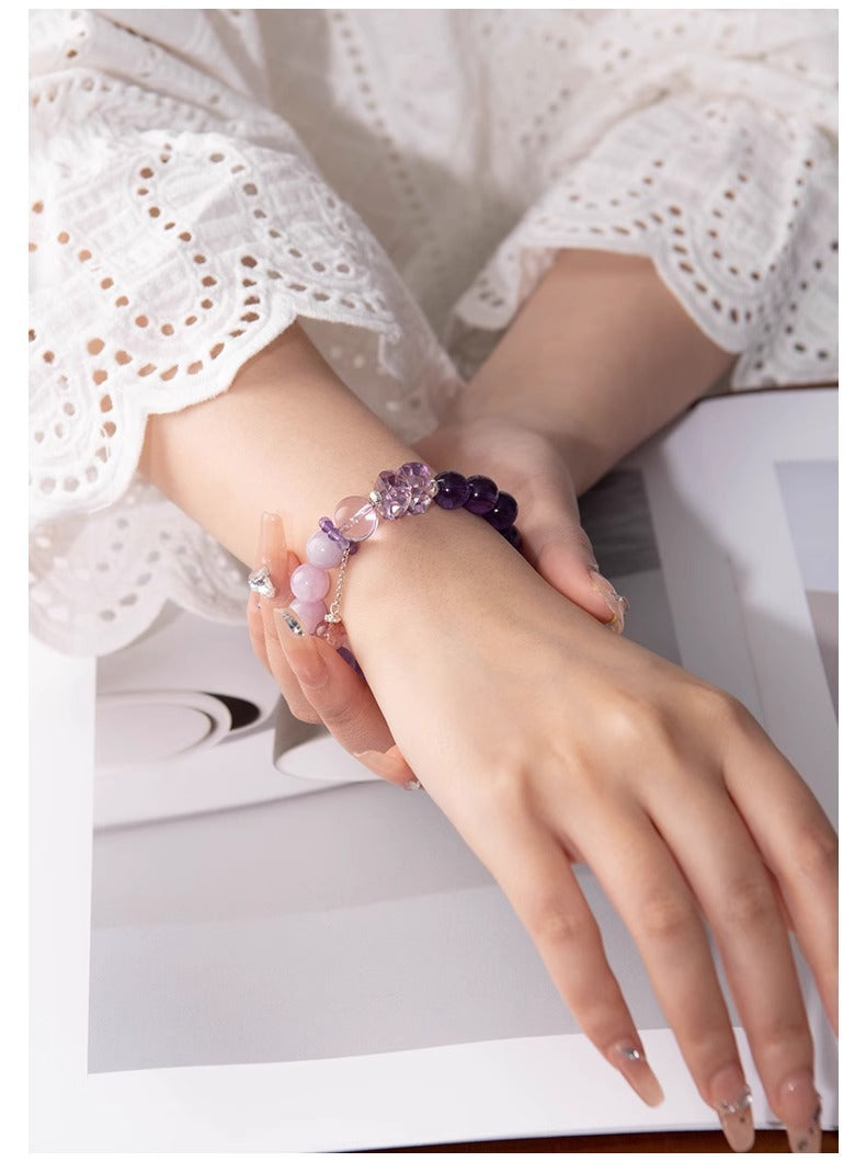 Natural Amethyst Nine-Purple Fire Bracelet — Lucky Exam Charm for Women