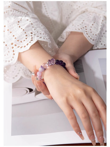 Natural Amethyst Nine-Purple Fire Bracelet — Lucky Exam Charm for Women