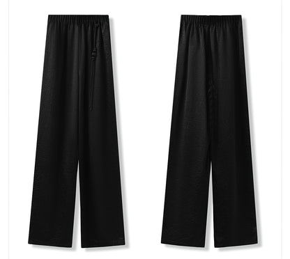 New Chinese Style High-Waist Wide-Leg Acetate Pants for Women
