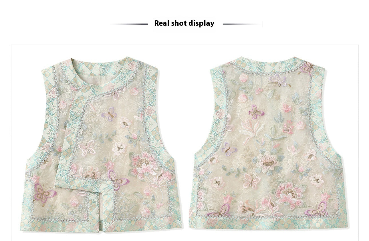Embroidered Mulberry Silk Vest – New Chinese Style Women's Top