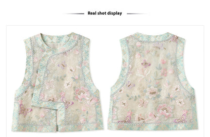 Embroidered Mulberry Silk Vest – New Chinese Style Women's Top