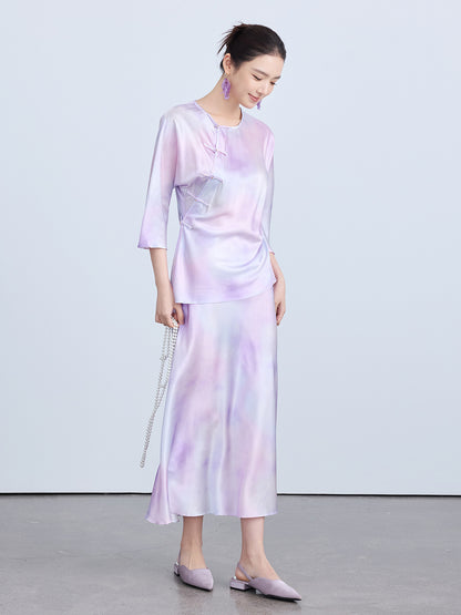 Chic High-End Silk Gradient Half Skirt for Women