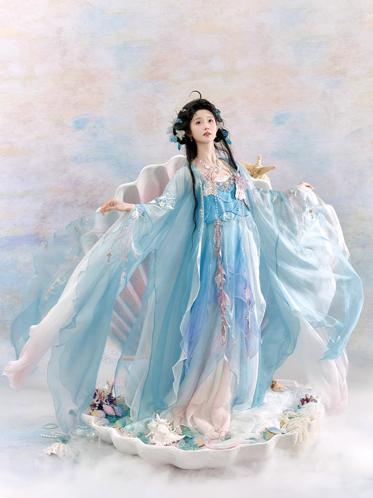 Fairy Tang Hanfu — Heavy Embroidery Large Sleeve Slip Dress for Women