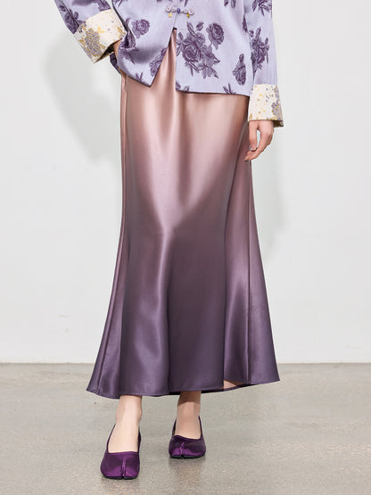 Luxury Acetate Satin Midi Skirt — Gradient High-End Mermaid Style