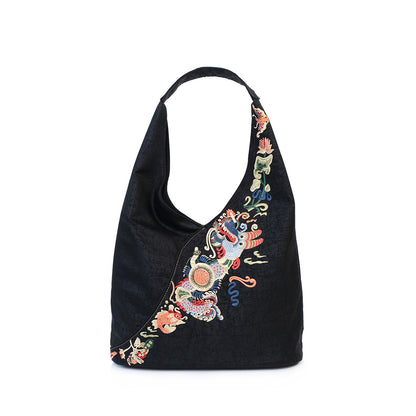 Elegant Xiangyun Silk Embroidered Bag — Large National Style Tote