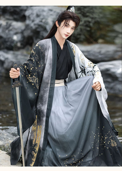 Unisex Jin Dynasty Hanfu Cross Collar Top Daily Wear Ancient Style