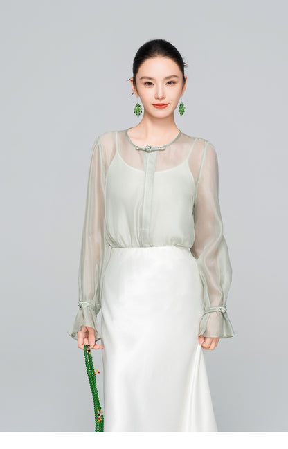 Lightweight Autumn Casual Round Neck Shirt for Women