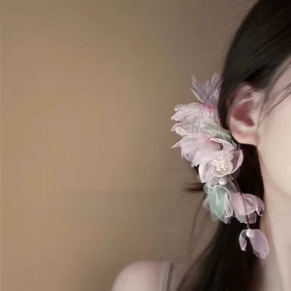 Pure Desire Powder Fairy Daily Silk Flower Hair Clip Side Clip Hanfu