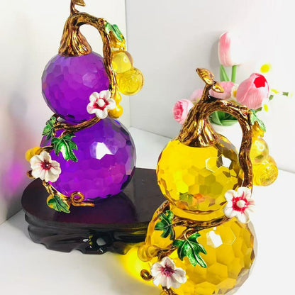 Five Blessings Amethyst Gourd Ornament — Wealth & Luck Home Gift