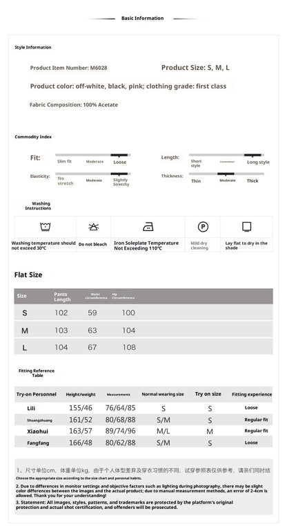 New Chinese Style High-Waist Wide-Leg Acetate Pants for Women