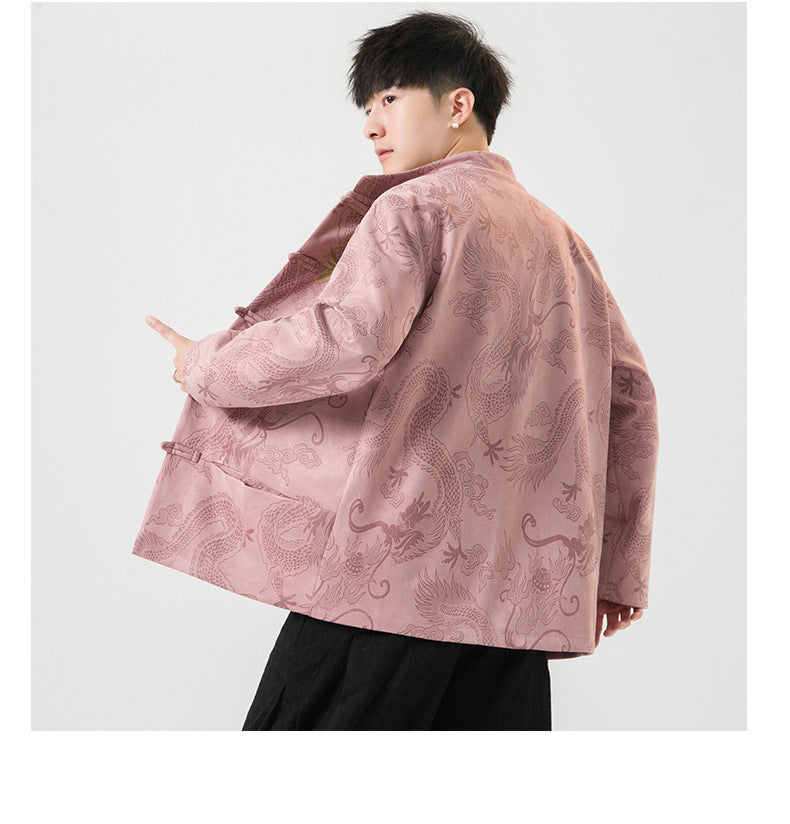 Mens Chinese Tang Suit Retro Hanfu Loose Plus Size Velvet Coat