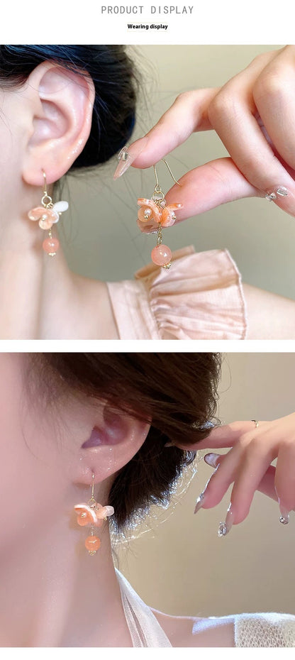 Ancient Style Orange Blossom Earrings | Elegant Trendy Chinese Style Jewelry