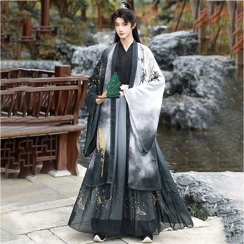Unisex Jin Dynasty Hanfu Cross Collar Top Daily Wear Ancient Style