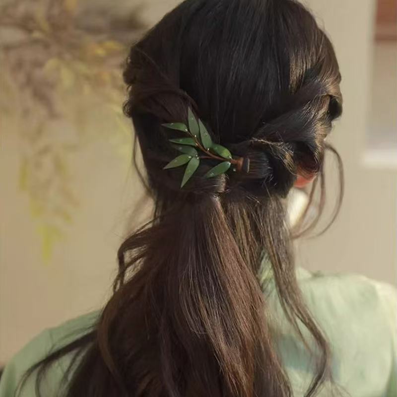Bamboo Leaf Hair Clip New Chinese Style Hanfu Vintage Duckbill Clip