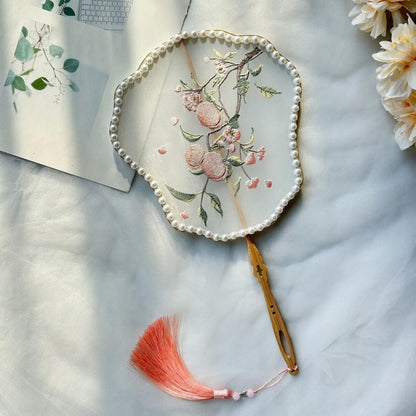 Ancient Style Tassel Round Fan — Hanfu Dance Fan for Adults & Kids