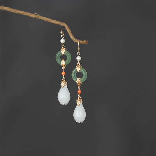 Magnolia Peace Buckle Earrings | New Chinese Style Retro Hanfu Cheongsam Accessory