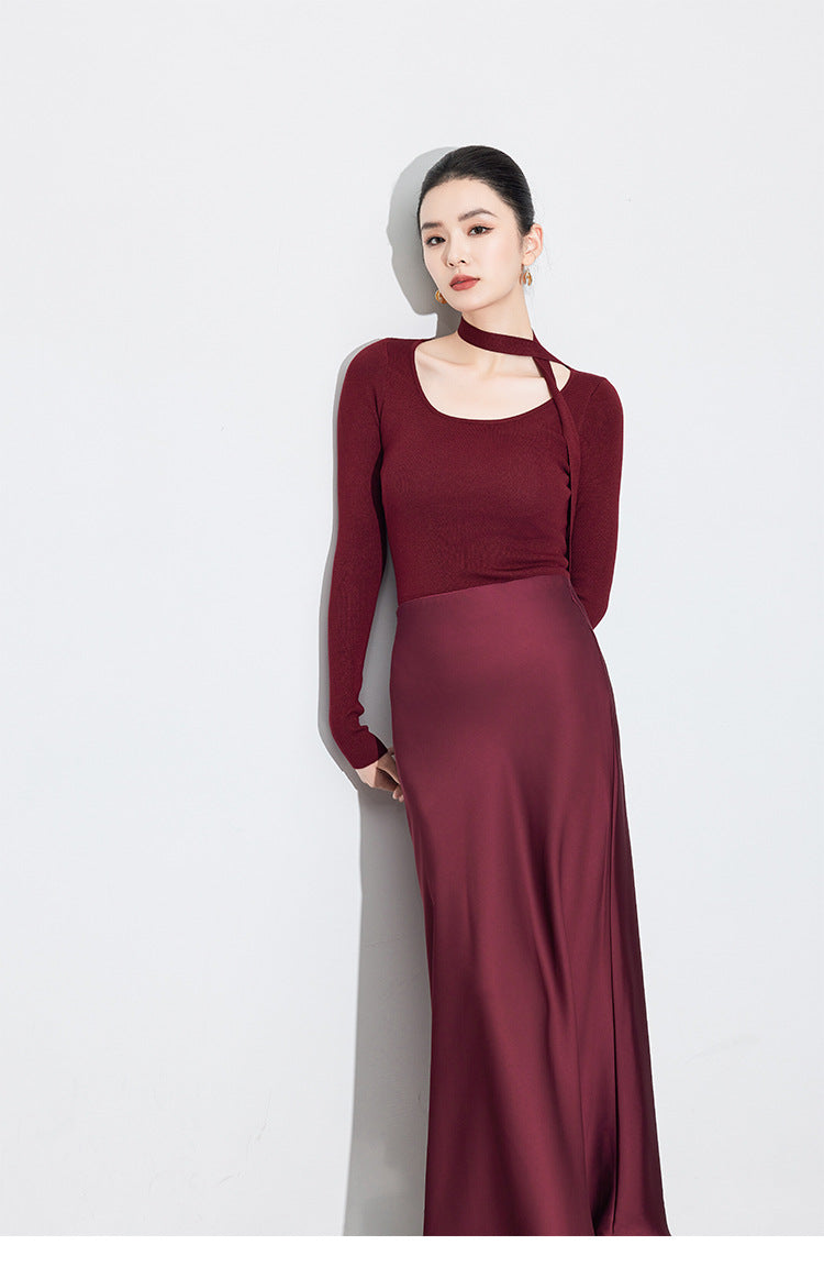 Chic High-End Acetate Midi Mermaid Skirt