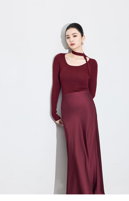 Chic High-End Acetate Midi Mermaid Skirt